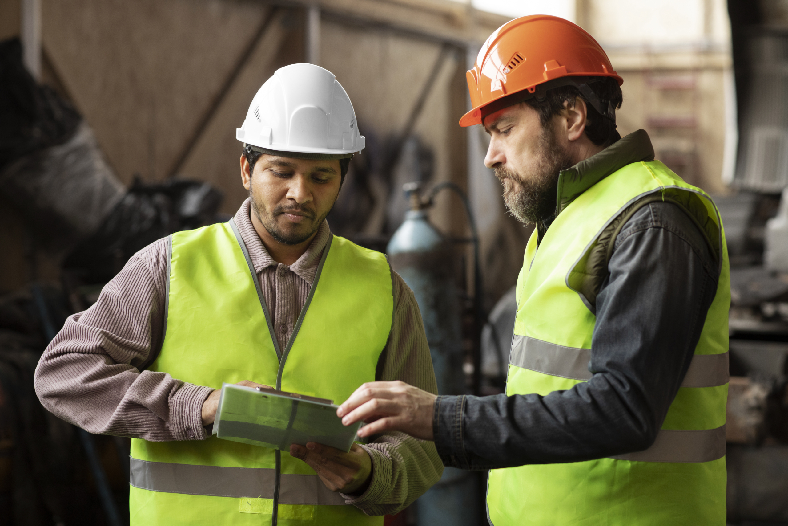 Men discussing safety